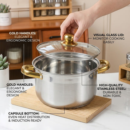 Stainless Steel Cookware 5 Sets with Lids | 5 Multipurpose Pots