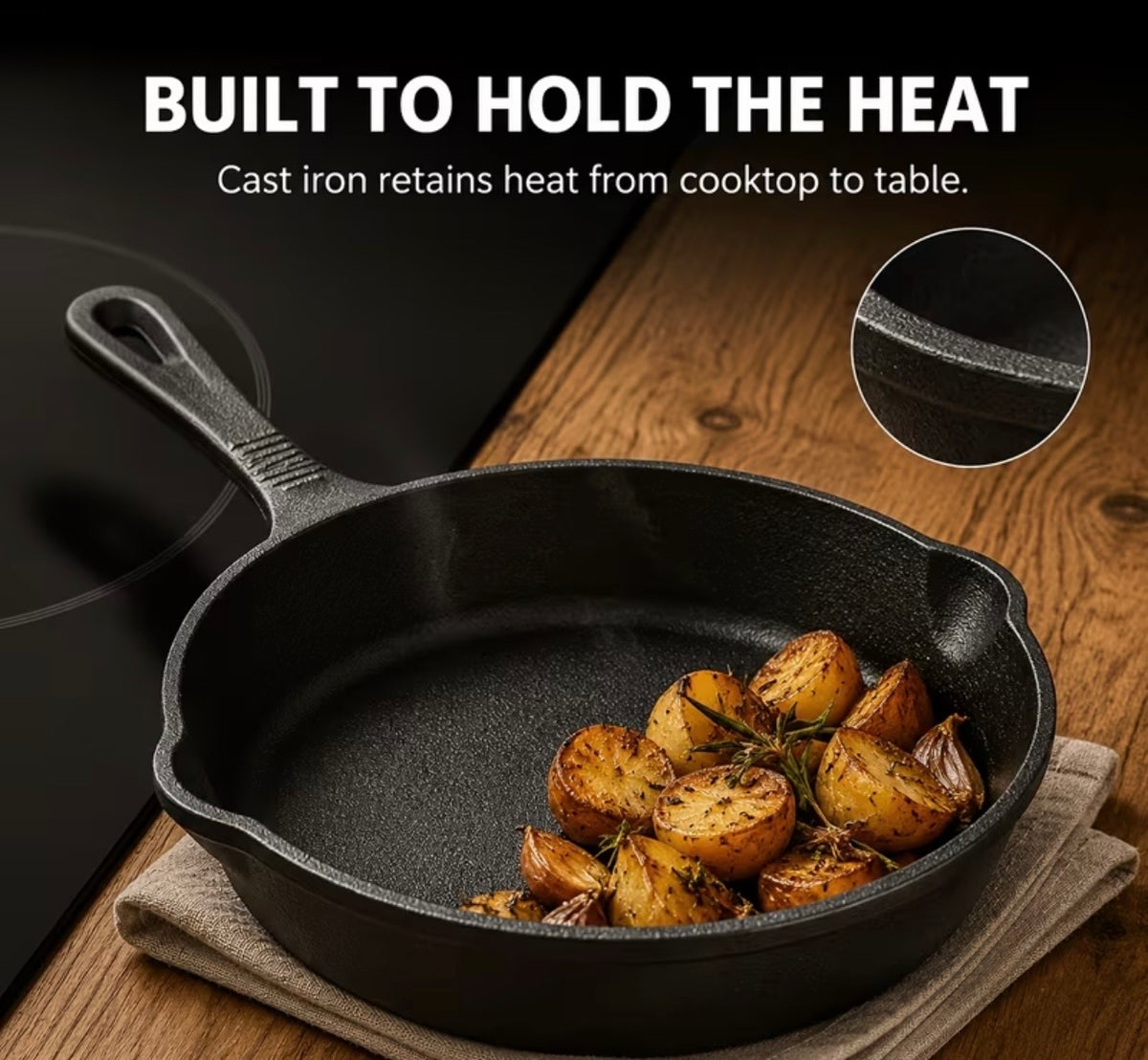 Cast iron skillet set 4 pieces 24cm, 20cm, 16cm, 14cm