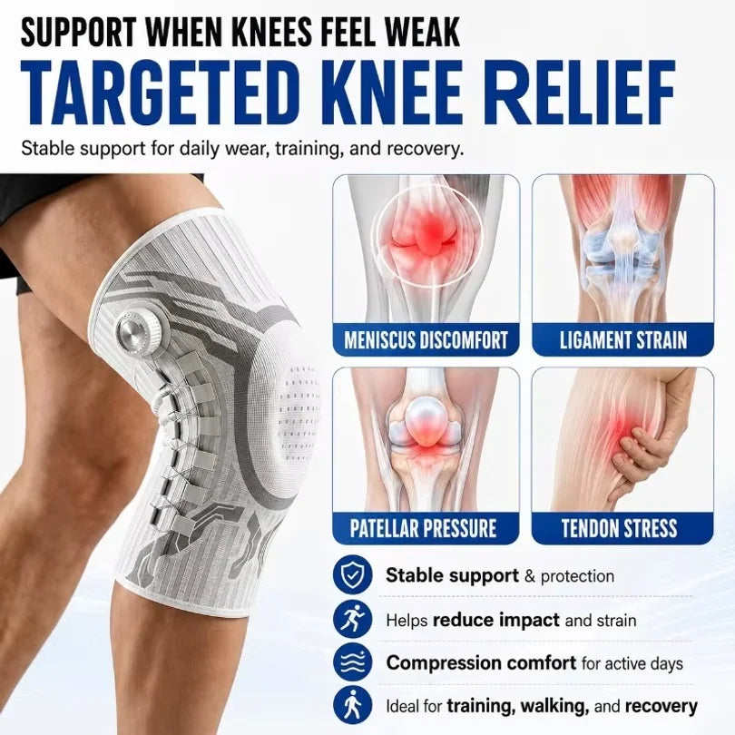Smart Knob Knee Brace Patella Gel Pad Lateral Stabilizer Compression Support Joint Pain Relief Recovery Home Gym Wear Single